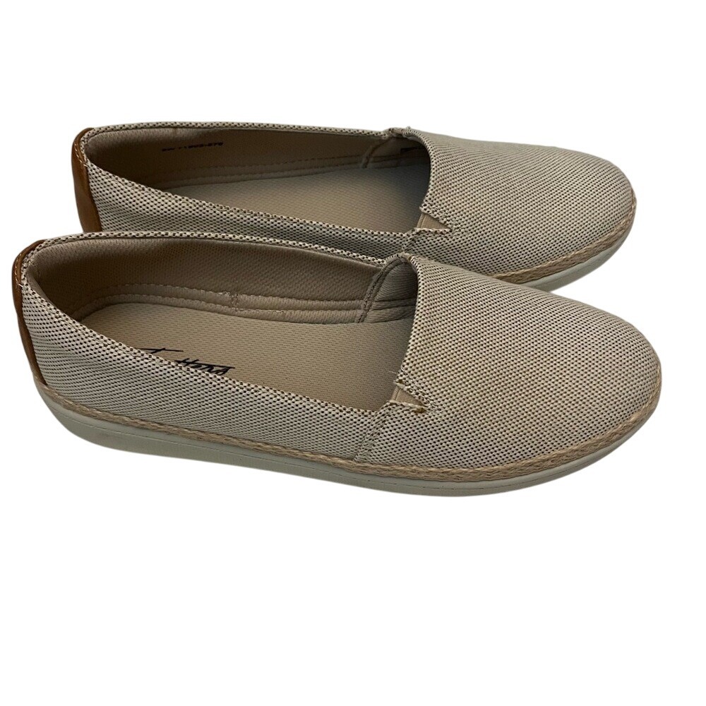 Trotters 9W Women's New Natural Fabric Casual Beige‎ Slip-On Shoes